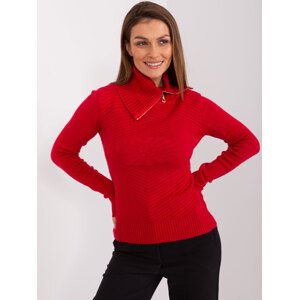 Červený sveter s rolákom na zips PM-SW-R3634.99-red Veľkosť: S/M