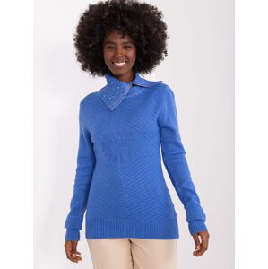 Modrý sveter s rolákom na zips -PM-SW-R3634.99-blue Veľkosť: S/M