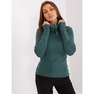 Tmavozelený sveter s rolákom na zips PM-SW-R3634.99-dark green Veľkosť: S/M