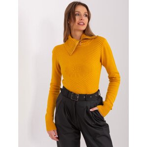 Horčicový sveter s rolákom na zips PM-SW-R3634.99-dark yellow Veľkosť: S/M