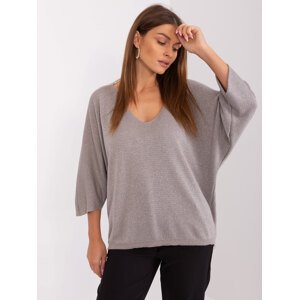 Tmavobéžový oversize sveter s lesklou niťou -GL-SW-DY9517.29-dark beige Veľkosť: ONE SIZE