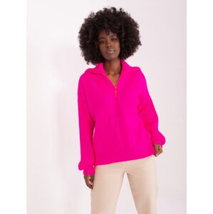 Tmavoružový sveter s rolákom na zips BA-SW-0374.07P-fluo pink Veľkosť: ONE SIZE