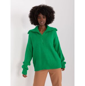 Zelený sveter s rolákom na zips BA-SW-0374.35P-green Veľkosť: ONE SIZE