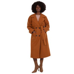 Hnedý dlhý zimný kabát -LK-PL-509401.99P-light brown Veľkosť: S/M