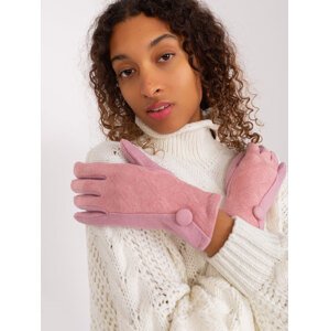 Svetloružové rukavice s ozdobným gombíkom AT-RK-239501.10-light pink Veľkosť: L/XL