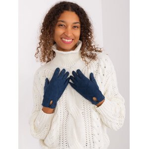Tmavomodré vzorované pletené rukavice AT-RK-239502.87-dark blue Veľkosť: S/M