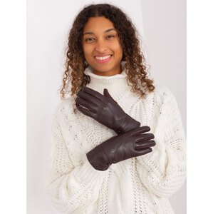 Tmavohnedé koženkové rukavice AT-RK-239802.28-dark brown Veľkosť: S/M