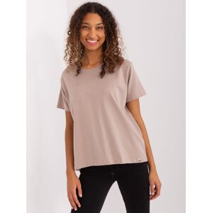 Tmavo béžové dámske tričko s krátkymi rukávmi RV-TS-8047.57P-dark beige Veľkosť: L/XL
