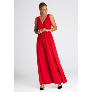 Červené maxi šaty s rozparkom M960 red Veľkosť: L