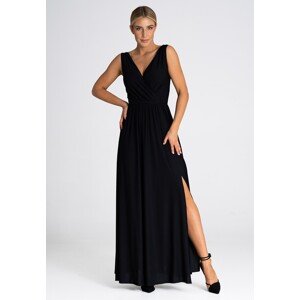 Čierne maxi šaty s rozparkom M960 black Veľkosť: L