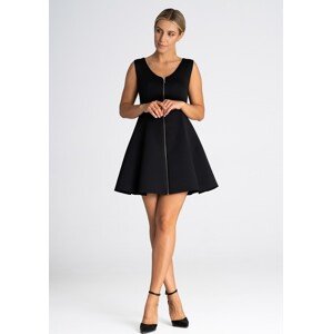Čierne mini šaty s ozdobným zipsom M972 black Veľkosť: L