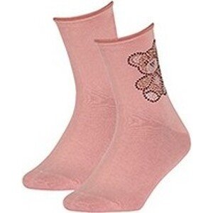 Ružové ponožky s motívom medvedíka Wola W84.01C wz.009 Aplikacja Veľkosť: UNI, Barva: Růžová