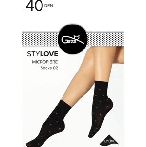 Čierne silonkové ponožky so srdiečkami Gatta Stylove 02 40 deň Veľkosť: UNI, Barva: Černá
