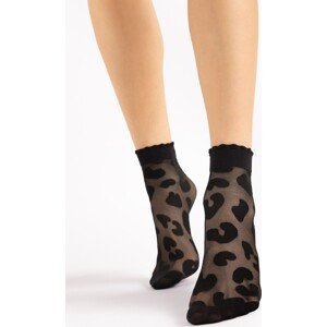 Čierne silonkové ponožky s leopardím vzorom Fiore G 1161 Alpine 20 deň Veľkosť: ONE SIZE, Barva: Černá