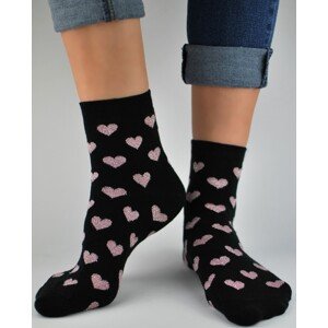 Čierne ponožky so srdiečkami Noviti SB026 Serca Lurex Veľkosť: 39-42, Barva: Černá