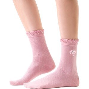 Vzorované vysoké ponožky s volánom Steven art.017 Planéta Ziemia Veľkosť: 35-37, Barva: růžové