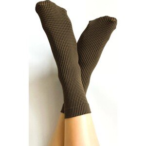 Dámske ponožky s pepitovým vzorom Veneziana Pepitone Veľkosť: ONE SIZE, Barva: camel