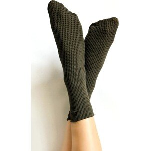 Dámske ponožky s pepitovým vzorom Veneziana Pepitone Veľkosť: UNI, Barva: Olivová