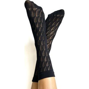 Ponožky zdobené prelamovaným vzorom Veneziana Ada Veľkosť: UNI, Barva: Černá