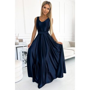 Tmavomodré spoločenské maxi šaty CINDY 508-1 dark blue Veľkosť: S