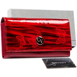 Cavaldi Červená lakovaná kožená peňaženka s motýlikmi M167 H27-1-DBF-1935 RED Veľkosť: ONE SIZE