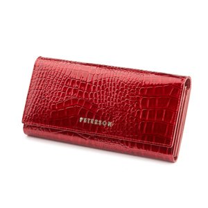 Peterson Červená vzorovaná veľká kožená peňaženka Y004 PTN CR-467-RED Veľkosť: ONE SIZE
