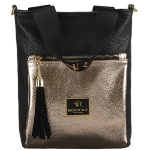 Rovicky čierno-zlatá shopper kabelka so strapcami TDR17095 black/gold Veľkosť: ONE SIZE
