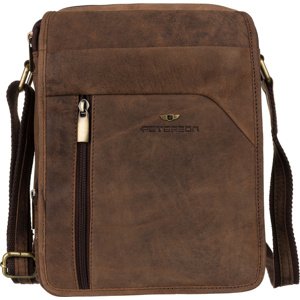 Peterson Kožená taška cez rameno [DH] PTN-5747-TGH-3097 D.Brown Veľkosť: ONE SIZE