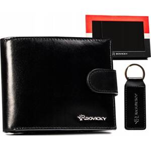 Rovicky Čierna kožená peňaženka s kľúčenkou L184 [DH] R-SET-M-N992L-KCS Veľkosť: ONE SIZE