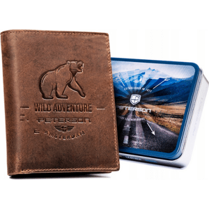 Peterson Hnedá kožená peňaženka s potlačou medveďa W133 [DH] PTN N4-BE-BEAR Veľkosť: ONE SIZE
