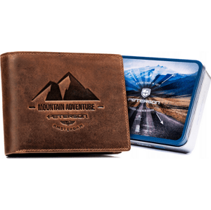 Peterson Hnedá kožená peňaženka s potlačou W140 [DH] PTN N992-BE-MOUN Veľkosť: ONE SIZE