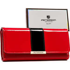 Peterson Červená lakovaná peňaženka s čiernym pruhom Y512 [DH] PTN 006-LAK Veľkosť: ONE SIZE