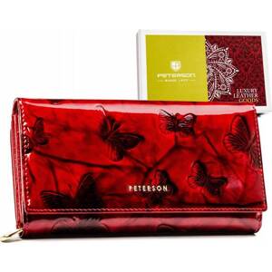 Peterson červená lakovaná peňaženka s motýľmi Y561 [DH] PTN 42100-BF Veľkosť: ONE SIZE