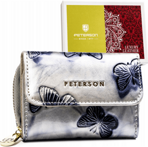 Peterson Strieborná malá peňaženka s kvetinovou potlačou Y573 [DH] PTN 423229-BF Veľkosť: ONE SIZE