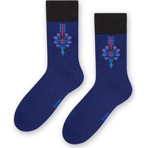Modré dámske ponožky s výšivkou Art.118 XP002, NAVY BLUE Veľkosť: 39-42