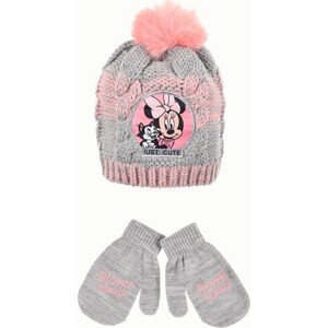 Disney Minnie Mouse sivo-ružová zimná sada čiapky a rukavíc Veľkosť: 48