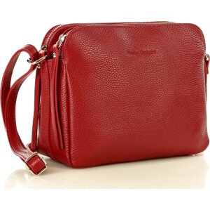 MARCO MAZZINI dvojkomorová kožená kabelka - červená l156m Veľkosť: ONE SIZE
