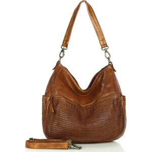 MARCO MAZZINI Hnedá kabelka z kože s pleteninou (VS3c) Veľkosť: ONE SIZE