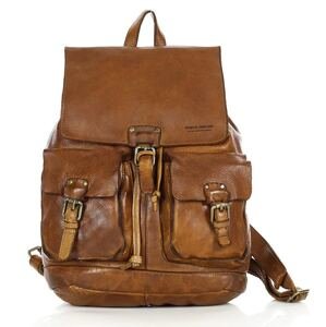 MARCO MAZZINI svetlohnedý kožený batoh s vreckami (VS21b) Veľkosť: ONE SIZE