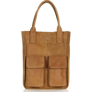MARCO MAZZINI Hnedá kožená shopper kabelka s vreckami (vs70b) Veľkosť: ONE SIZE