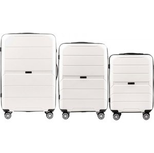 Biela sada troch škrupinových kufrov - pruhy PP05, Luggage 3 sets (L,M,S) Wings, White Veľkosť: Sada kufrov