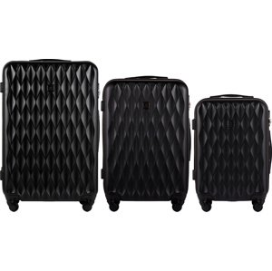 Čierna sada troch cestovných kufrov s krúteným vzorom WHITE EAGLE TD190-3 KPL, Luggage 3 sets (L,M,S) Wings, Black Veľkosť: Sada kufrov