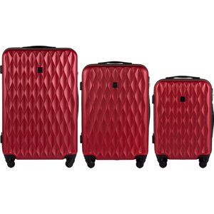 Červená sada troch cestovných kufrov s krúteným vzorom WHITE EAGLE TD190-3 KPL, Luggage 3 sets (L,M,S) Wings, Dark Red Veľkosť: Sada kufrov