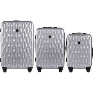 Strieborná sada troch cestovných kufrov s krúteným vzorom WHITE EAGLE TD190-3 KPL, Luggage 3 sets (L,M,S) Wings, Silver Veľkosť: Sada kufrov