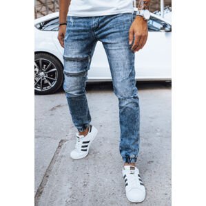Modré džínsové jogger nohavice so zipsami UX4037 Veľkosť: L