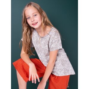 Smotanové dievčenské tričko so vzormi TY-TS-8200.33-ecru Veľkosť: 164