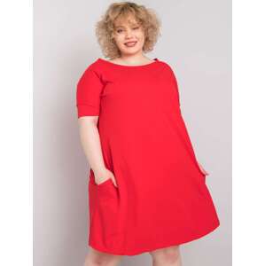Červené šaty s vreckami Bellamy RV-SK-6639.02X-red Veľkosť: 3XL
