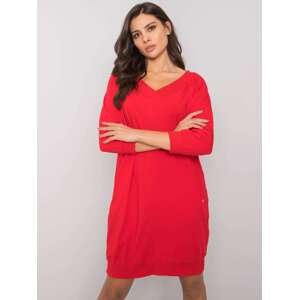 Červené mikinové šaty s vreckami RV-SK-7203.35P-red Veľkosť: L/XL