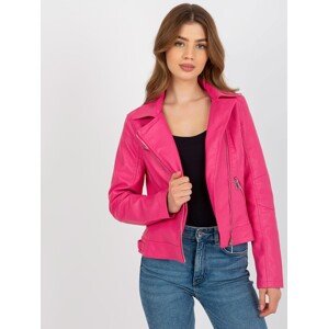 Tmavoružová dámska koženková bunda NM-DE-KR-G88.15X-dark pink Veľkosť: L