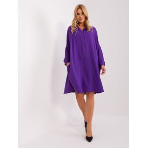 Tmavofialové košeľové šaty -DHJ-SK-15506A.94P-tmavo fialové Veľkosť: ONE SIZE